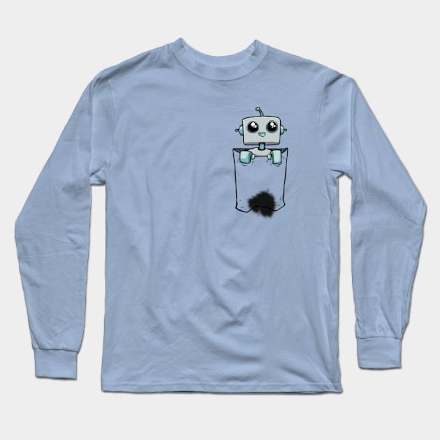 Pocket-Bot (with oil stain) Long Sleeve T-Shirt by deancoledesign